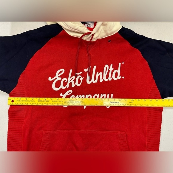 Ecko‎ Unltd. Hoodie Pullover Red/Blue/Cream Embroidered NWT Hand Warmer Pocket - Picture 13 of 14